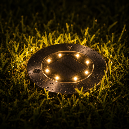 spot solaire disque lumière chaude herbe nuit waterproof