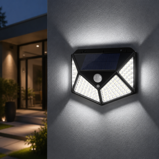 lampe solaire murale 4 faces LED entrée maison capteur mouvement nuit