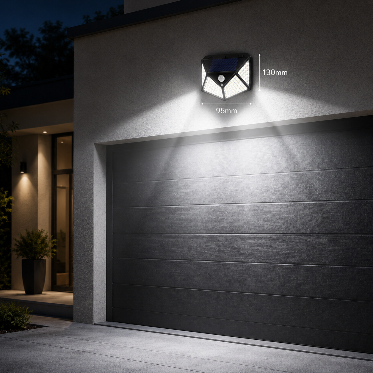 lampe solaire 4 faces garage détecteur mouvement lumière blanche